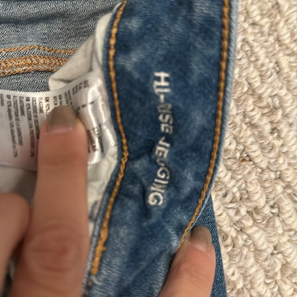 Women American eagle high rise jegging sz 8 w rips blue - Picture 7 of 8